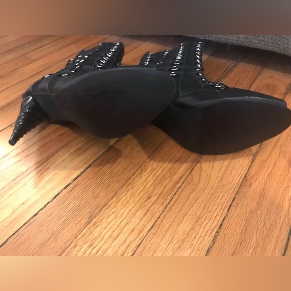 Havana Last Jeffrey Campbell Women Black O-Ring Boots US 8.5 Spiral Heel Punk - Picture 12 of 14